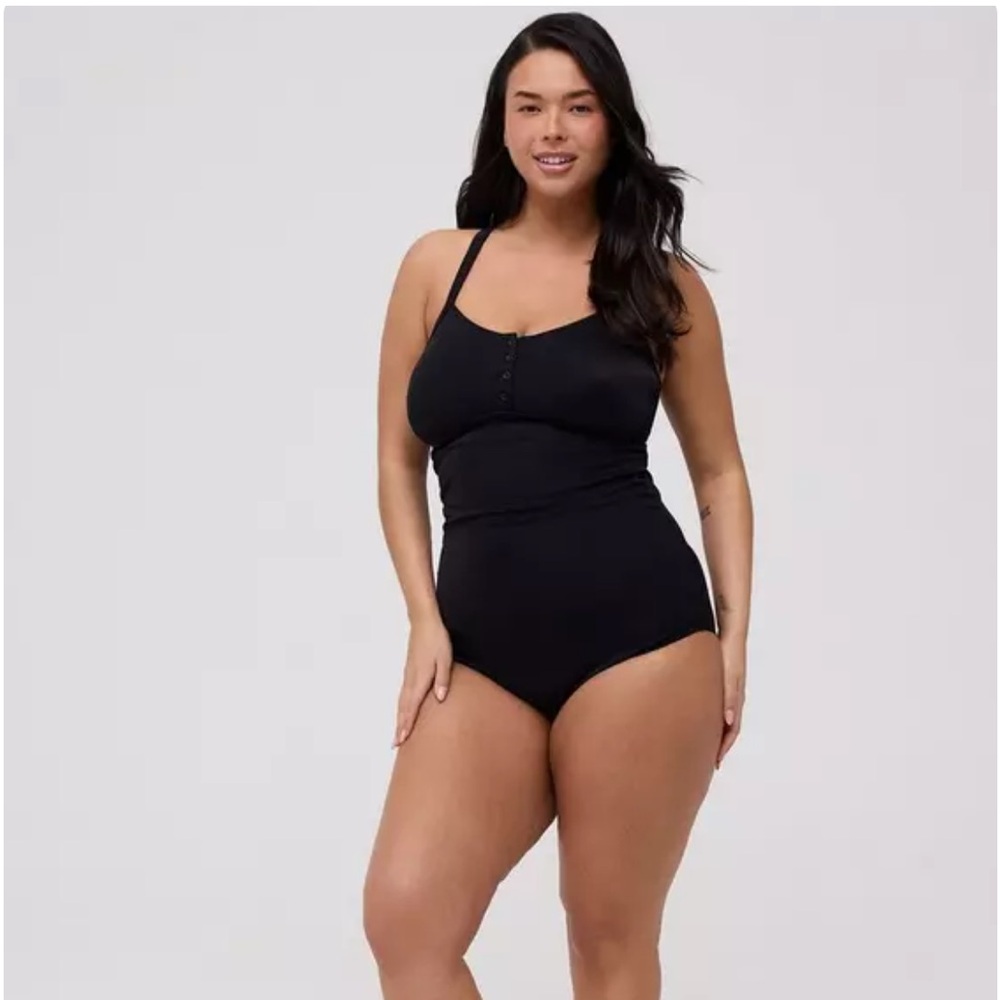 Torrid 2x Ribbed Button-Up One-Piece Swimsuit